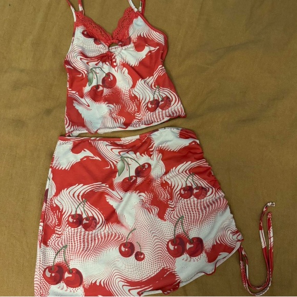 Jaded London Cherry Swirl Cami and mini Skirt Set - Picture 8 of 10